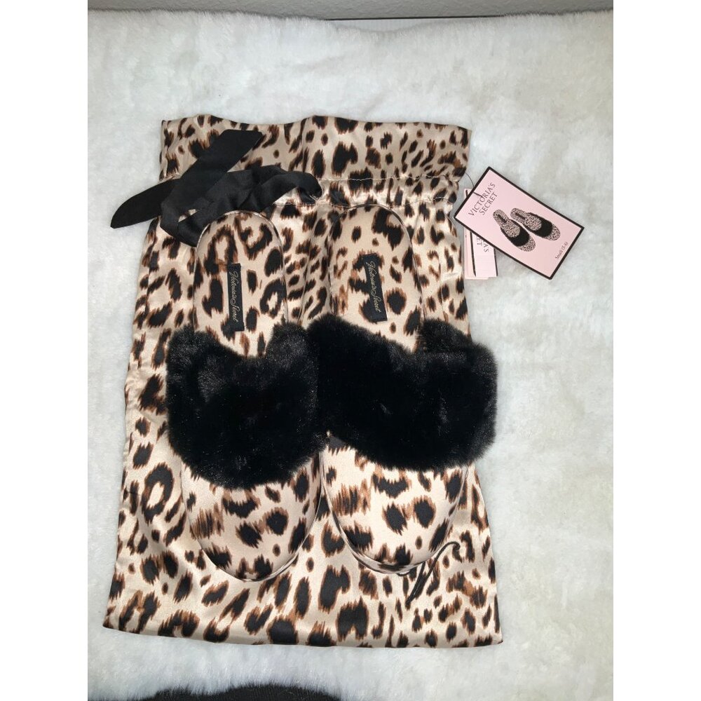 VICTORIA'S SECRET Signature Satin Slipper Size S (5/6) Animal Cheetah Print - Picture 2 of 2
